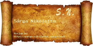 Sárga Nikoletta névjegykártya